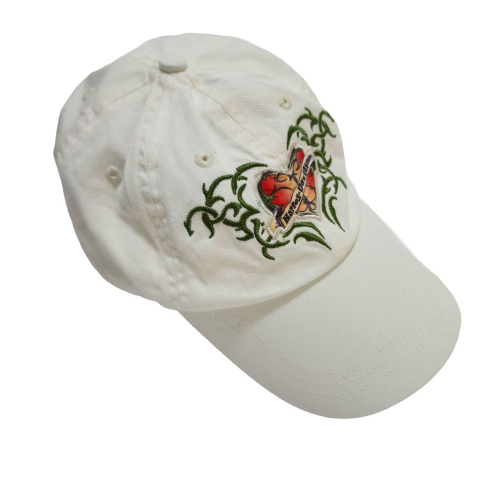 Vintage 2006 Harley-Davidson Womens Cap Hat White Heart Embroidered Cotton